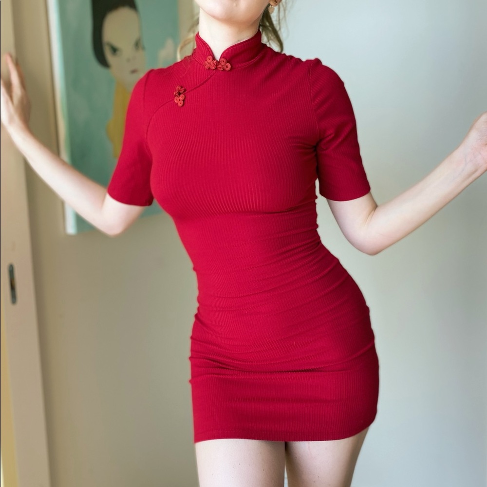 Reformation 90s Style Cheongsam Mini Dress